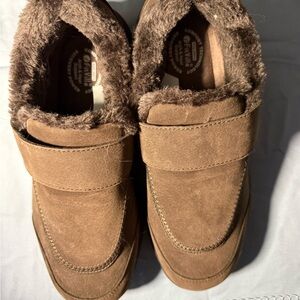 Cozy Brown Men's Diabetic Shoes with Faux Fur Lining